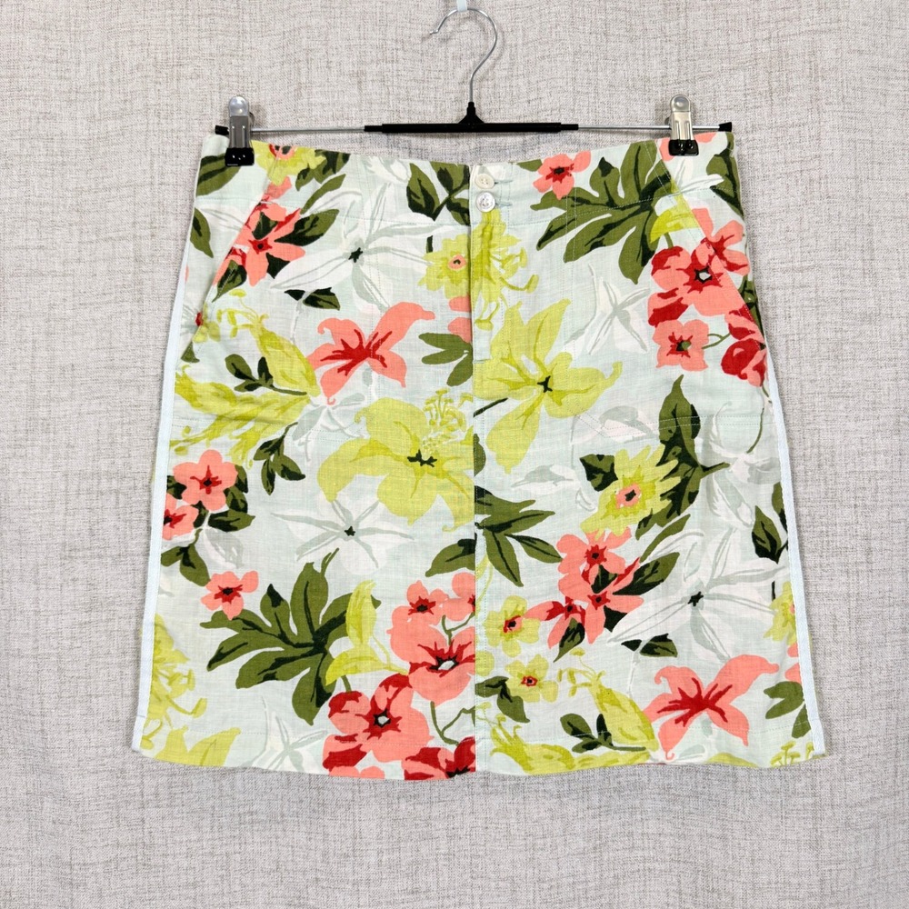 Tommy Bahama Relax Floral 100% Linen Mini Skirt Womens L Tropical Beach Sample